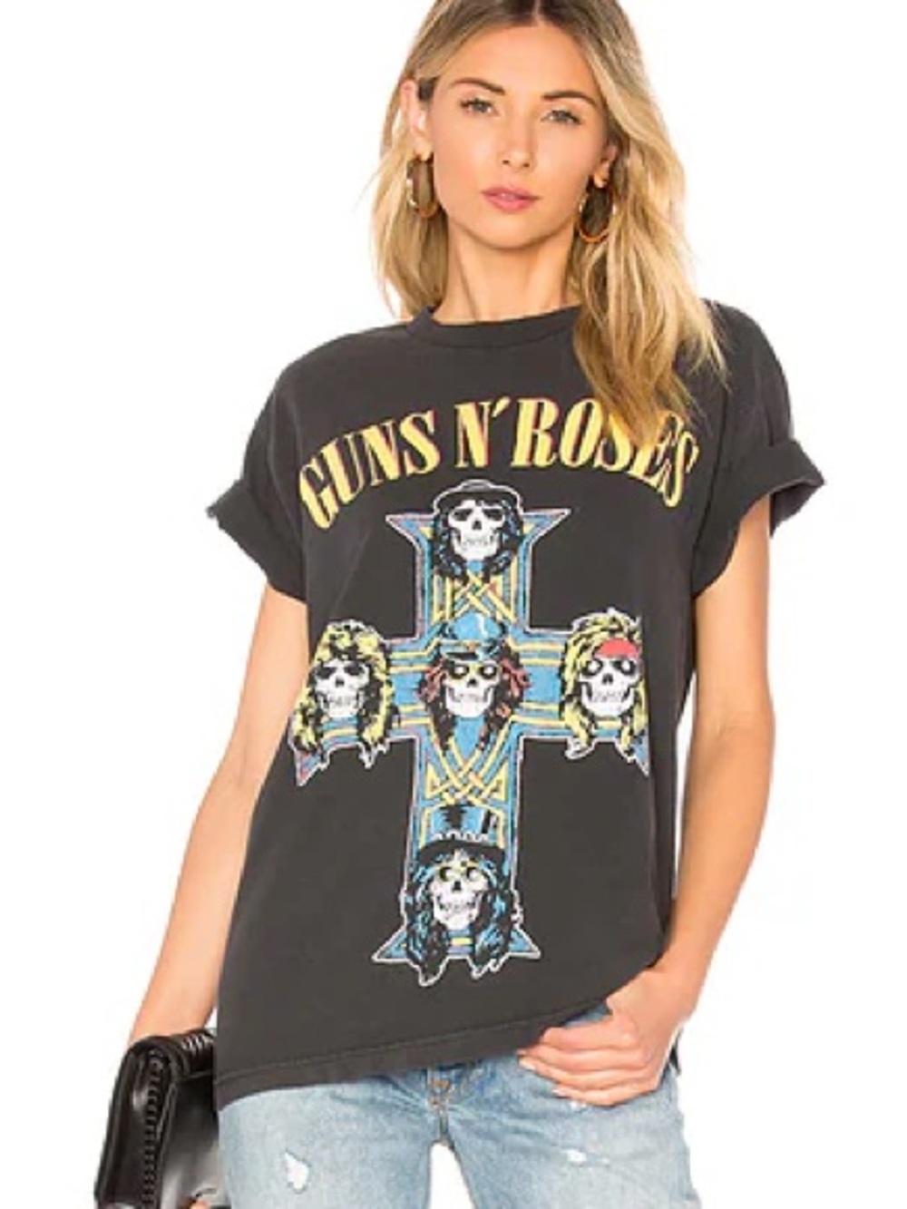 Daydreamer Black Guns N' Roses Cross Graphic Tee Faded Black Small